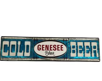 MCM Genesee Beer ICE COLD Sign Metallic Plastic Garage Man Cave