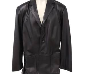 JOS A Banks Mens Black Leather Coat