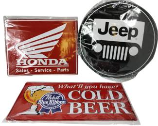 Tin Signs New JEEP Button Honda Pabst Blue Ribbon Beer