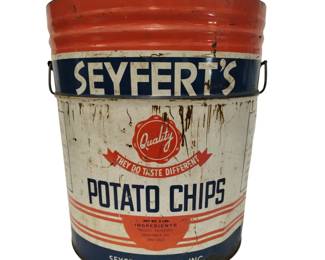 Vintage Fort Wayne IN SEYFERTS Potato Chips Tin Bucket