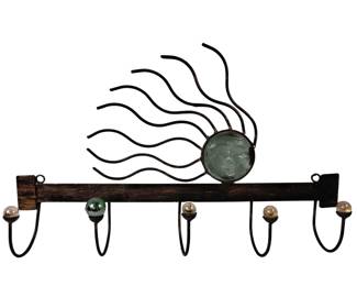 BoHo Eclectic Wire Art Molded Glass Wall Shelf Coat Hooks
