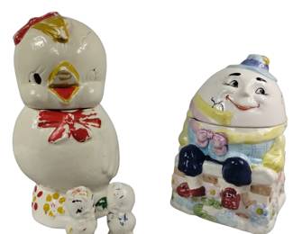 Vintage Cookie Jars Shawnee Baby Chicks+S/P Humpy Dumpty-Salt Pepper