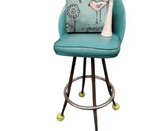 Aqua MCM Style Swivel Stool & Decor Mod Modern BoHo Dorm