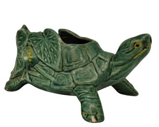 Vintage McCoy Turtle Planter Water Lilies Green Mid Century MCM