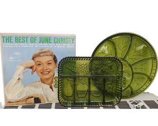 Indiana Glass Relish Trays Set Avocado Green