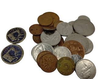 Vintage Coins Non-US Copper Canada Britain + 2 Ancient Coin Facsimiles