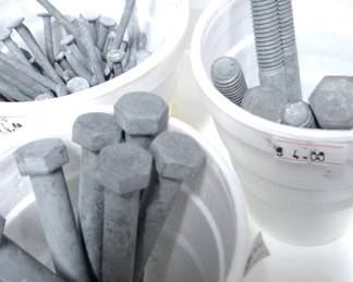 Choice of many types of fasteners and groups of many other hardware items located by types. Hardware needs do not have to be expensive nor have to include what you don't need. Available by the cup.