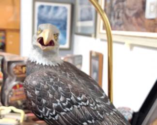Desk or table lamp with a bald eagle theme.