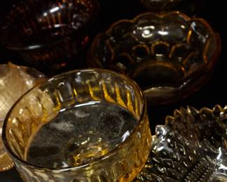 Glass ware items. Many to choose from either clear or colored glass and a variety of uses including decoration.