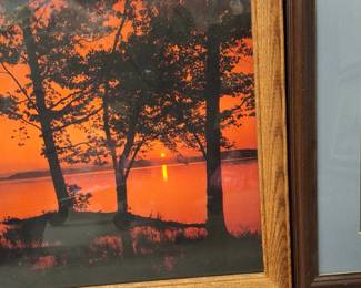 Evening setting sun, lake and vivid colors.