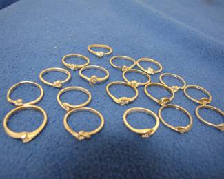 Several children ring with stones, thought to be silver but not markings. Can be purchased singular or several.