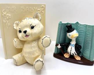 Vintage Kay Finch California Baby Book With Teddy Bear Planter & Performing Duck Planter From Japan
Lot #: 146