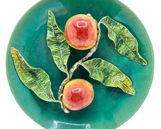 Vintage Bordallo Pinheiro Portuguese Majolica Palissy Ware Plate With Fruit With Hook
Lot #: 13