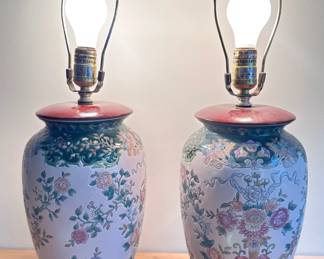Pair Asian Style Table Lamps On Wood Bases
Lot #: 122
