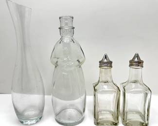 Vintage Carrie Nation Vinegar Bottle, Pair Medco Products Oil & Vinegar Dispensers & Glass Vase
Lot #: 73