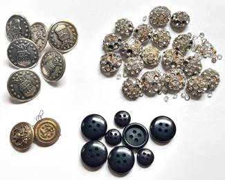 Over 40 Vintage Buttons Including Navy & Rhinestones
Lot #: 152