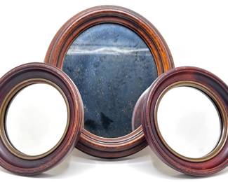 3 Vintage Solid Wood Small Wall Mirrors With Hooks
Lot #: 119