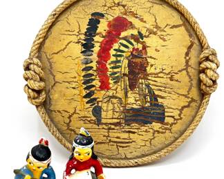 Vintage Native American Hand Painted Tray & Set Salt & Pepper Shakers
Lot #: 95