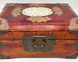 Vintage Chinese Solid Wood Jewelry Box With Metal & Bone Details
Lot #: 127