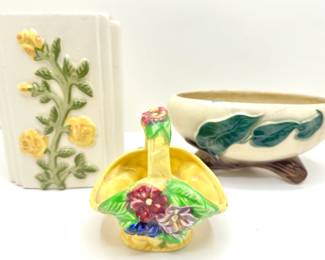 Vintage Artistic Potteries Vase, Ceramic Bowl & Small Basket From Japan
Lot #: 94