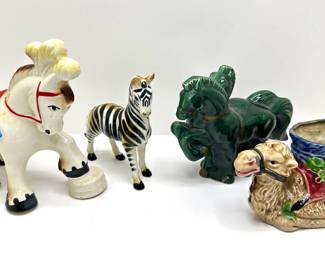 4 Vintage Ceramic Figurines: Chinese Horses, Japanese Camel Planter, Circus Horse Planter & Zebra
Lot #: 147