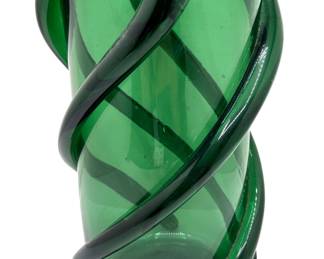 Mid Century Modern Double Helix Hand Blown Green Art Glass Vase
Lot #: 98