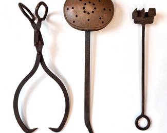 Antique Tools: Branding Iron, Chestnut Roaster & Ice Tongs
Lot #: 33