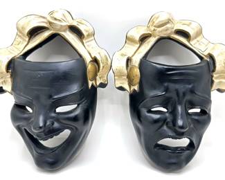 Pair Mid Century Modern Alexander Backer Resin Drama Comedy Tragedy Masks
Lot #: 50