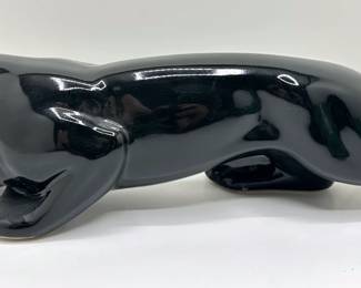 Mid Century Modern Ceramic Black Panther Coin Bank & 4 Smaller Panthers With High Gloss Glaze
Lot #: 31