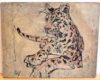 Fritz Rudolf Hug (Swiss B1921) Print On Canvas "Leopard Lounging"
Lot #: 12