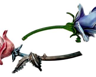 2 Vintage Enameled Metal Rose Brooch Pins
Lot #: 25