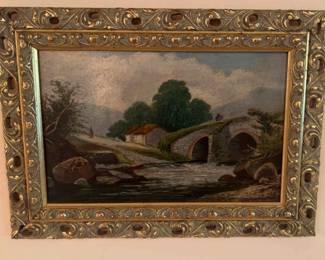 Framed Painting of Fishermen Stone Bridge
