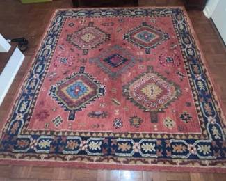 Safavieh Heritage 6ft Square Wool Pile Rug  Rust Navy Colors