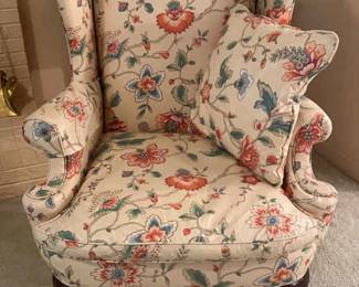 Floral Highback Chair with Pillow