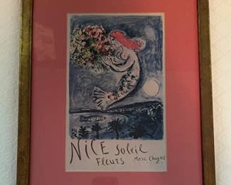 Framed Nice Soleil Fleurs Print by Marc Chagall