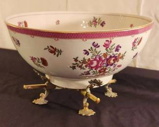 Rose Porcelain Punch Bowl by Booths, England