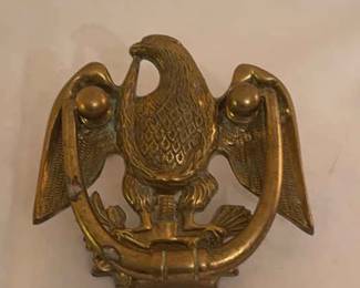 Vintage Large Old Solid Brass Eagle Ornate Door Knocker
