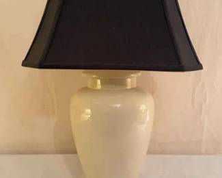 Off White Cream Colored Lamp With Black Shade 