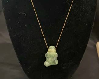  07 Beautiful Jade Pendant On 14ktd Chain Tested 