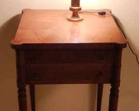 Wooden Nightstand With Lamp
