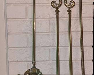 Vintage Trio of Brass Fireplace Tools