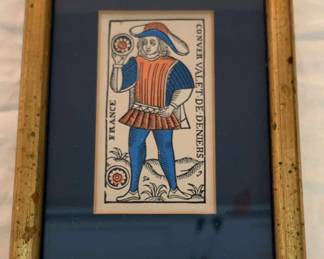 Framed Conver Valet De Deniers Tarot Card