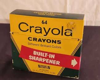 Vintage 64 Crayola Crayons With Build In Sharpener In The Back