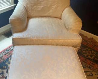 Hickory NC Made Light Upholstered Chair with Ottoman