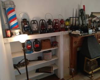 Koken 1950s barber pole,early barn lanterns