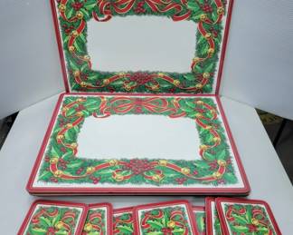 Cork Backed Christmas Placemats & Coasters