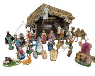 Vtg Depose Italy Manger Scene w Figures Lot