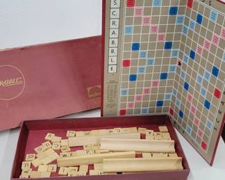Vtg Wood Piece Scrabble Game