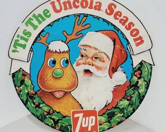 60's 7up Christmas Promo Sign