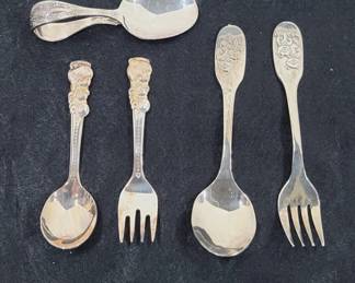 Children's Silver Fork & Spoon Lot